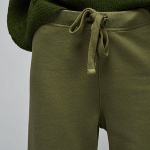 Frank & Eileen CATHERINE Triple Fleece Wide Leg Crop Sweatpants Size: XS OLIVE